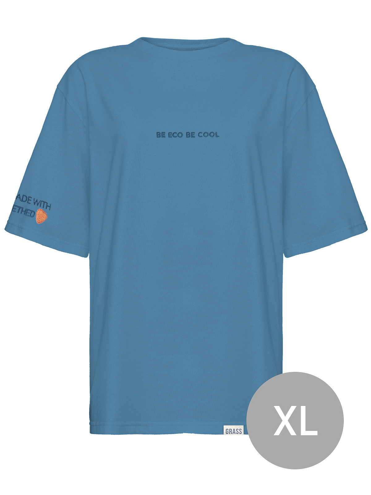 Футболка синяя вышивка "Be Eco, Be cool" размер XL